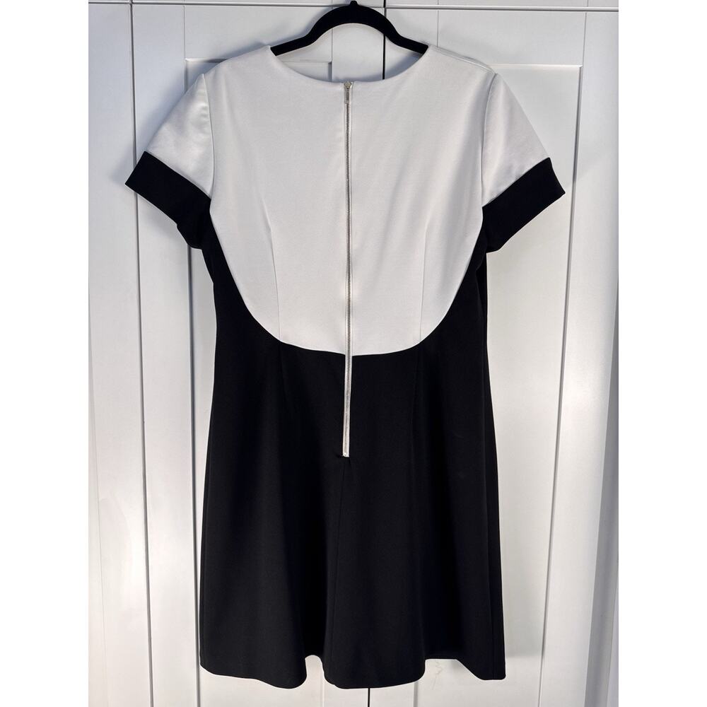 Adrianna Papell Colorblock Dress Black White Sheath Career Cocktail Size 16 - Picture 3 of 7
